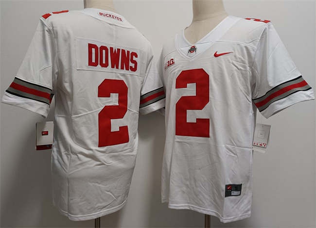 Men's Ohio State Buckeyes #2 Caleb Downs White Limited Stitched Jersey